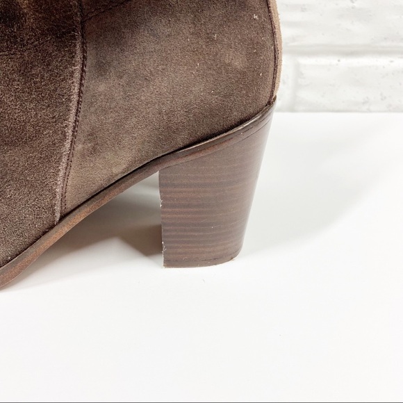 LATIGO Brown Suede Block Heel Pull On Bootie - Picture 7 of 8